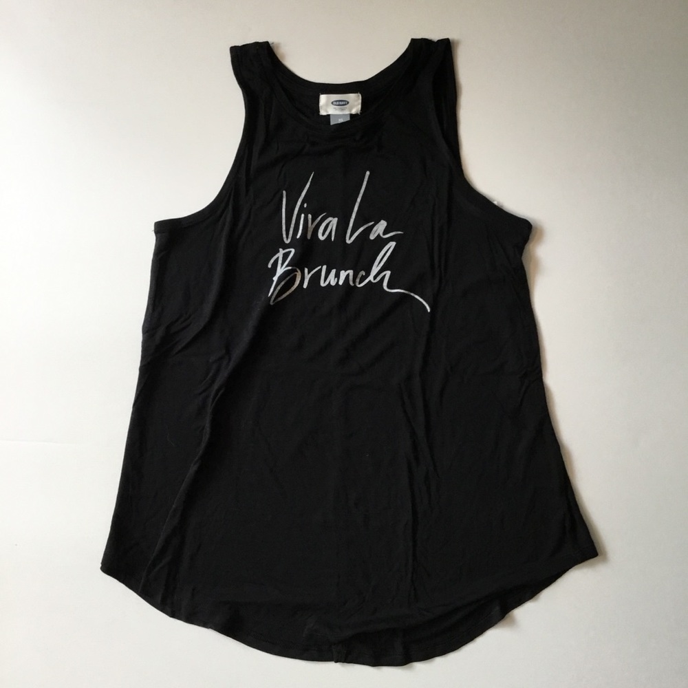 Old Navy Women’s Viva La Brunch Black Graphic Tank Top XS NWT